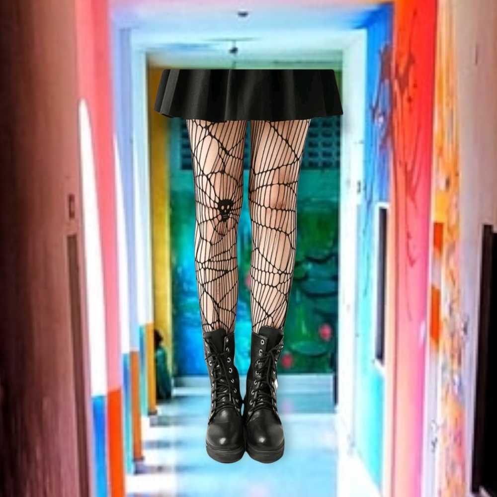 Skull Crusher Tights | Hollow Out Long Stocking | Gothic Emo Alternative Punk Eg
